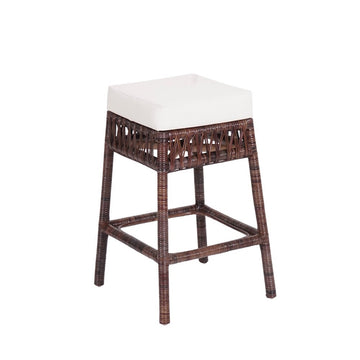 Bali Rustic Bohemian Hyacinth/Wood Backless Counter Stool - JONATHAN Y